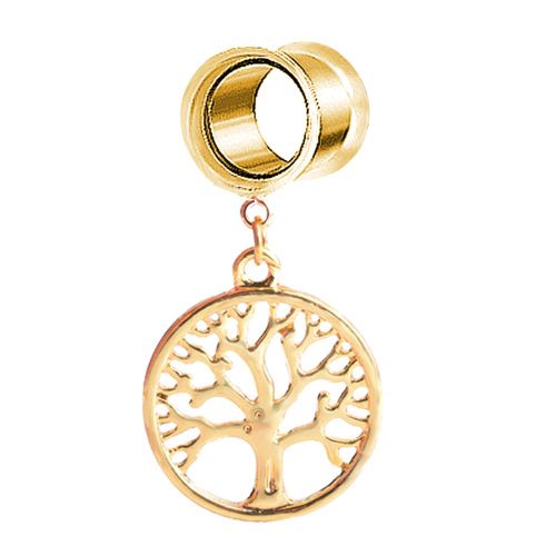Boucles D'oreilles Pendantes En Forme D'arbre, Bijoux De Piercing Extensibles (Or/25 Mm)