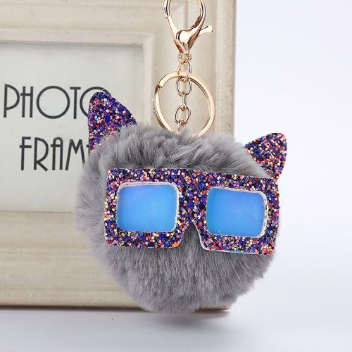 Porte-Cles En Peluche Hibou A Paillettes, Mignon Et Tendance, Pendentif Pour Sac (Gris)