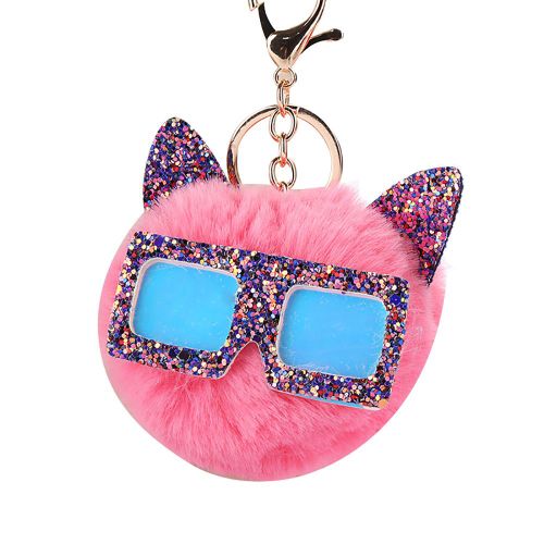 Porte-Cles En Peluche Hibou A Paillettes, Mignon Et Tendance, Pendentif De Sac (Rose Rouge)