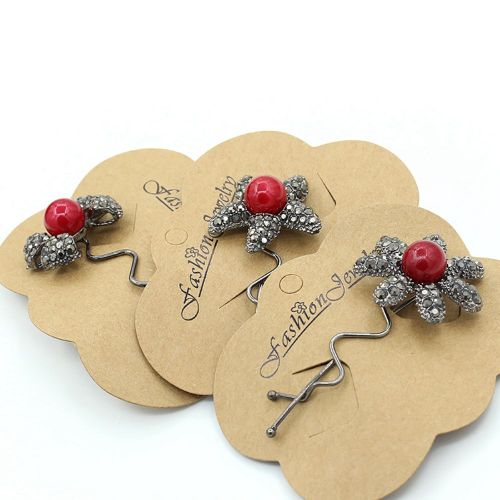 Barrette Elegante Avec Noud Papillon Et Fleur En Strass (Fleur Noire)