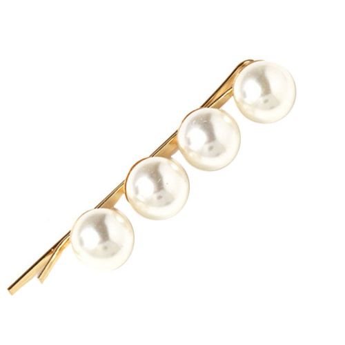 Barrette Elegante En Alliage De Perles Pour Femme, Accessoire Tendance (Blanc)