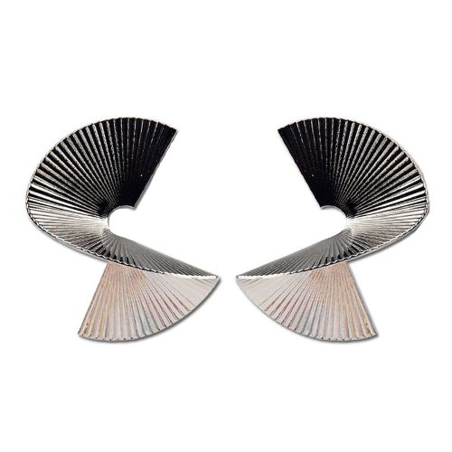 Boucles D'oreilles A Grain Metallique En Forme D'engrenage Et Spirale Exageree (Argentees)