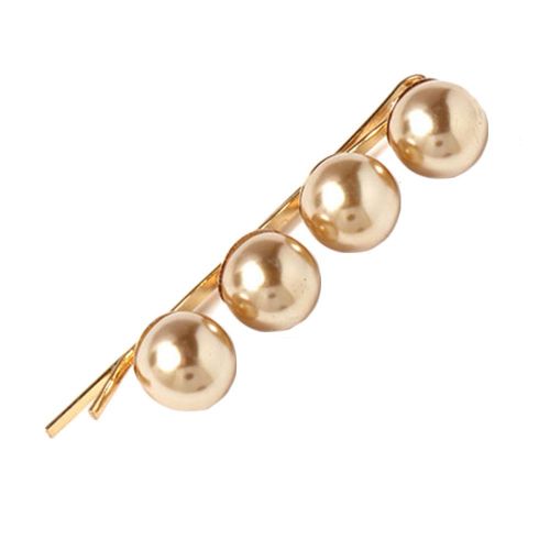 Barrette A Cheveux Elegante En Alliage De Perles Pour Femme, Accessoire Tendance (Dore)
