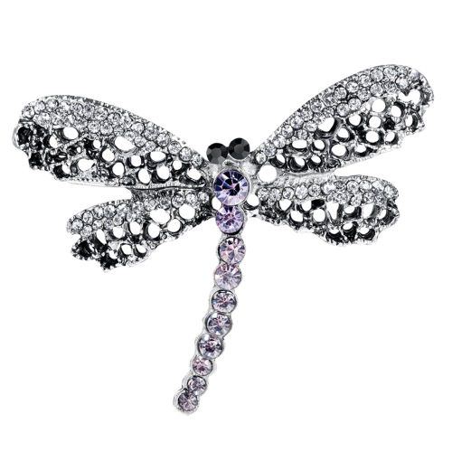 Broche Libellule En Alliage Et Strass, Accessoire De Bijouterie, Ag076-A