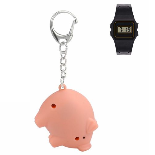 Porte-Cles Avec Pendentif Lumineux Led En Forme De Cochon De Dessin Anime
