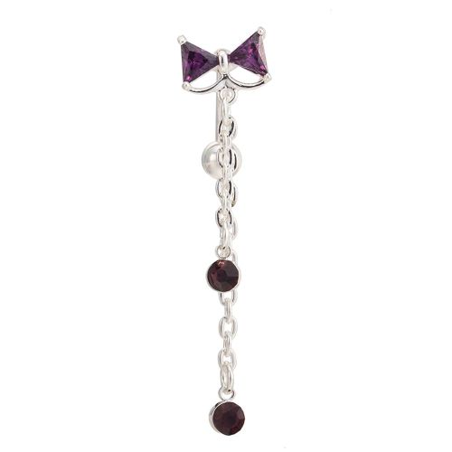 Piercing De Nombril En Alliage Plaque Or Rose Avec Noud Papillon (Argente Et Violet)