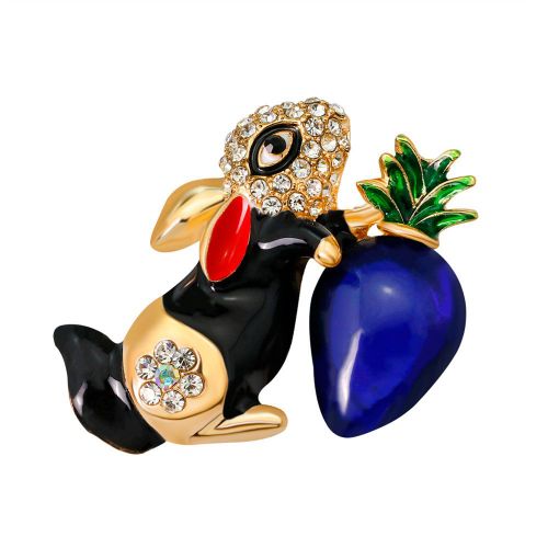 Broche En Alliage En Forme De Lapin, Animal Mignon De Dessin Anime, Decoration En Strass, Accessoire Pour Vetements, Echarpe, B