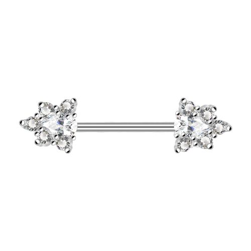 Piercing Sexy En Acier Chirurgical Et Zircon, Anneau De Teton Triangulaire (Argent)
