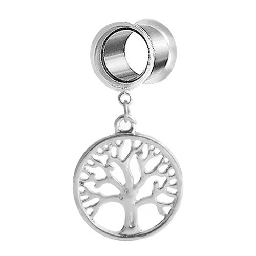 Boucles D'oreilles Pendantes En Forme D'arbre, Bijoux De Piercing Extensibles (Argent/8 Mm)