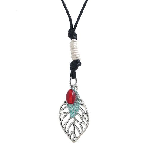Collier Avec Pendentif En Forme De Feuille Geometrique De Style National Pour Homme Et Femme, Accessoire De Bijouterie Delicat