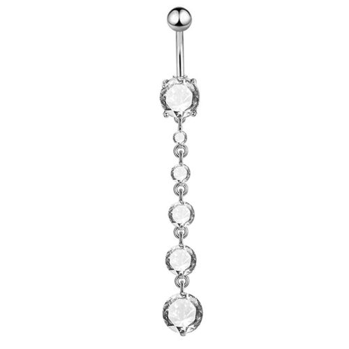 Piercing De Nombril En Zircone Cubique Pour Femme, Bijou Sexy Et Geometrique (Argent)
