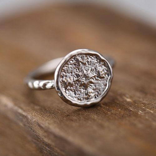 Bague En Alliage Pour Femme, Accessoire De Bijouterie, Simple, Tendance, Boussole, Argent, 6 Gbb11-06
