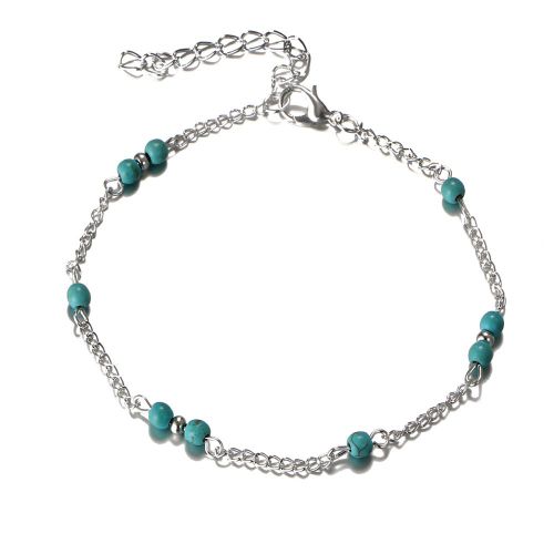Bijoux Tendance Pour Femmes, Chaine De Cheville En Alliage, Perles Turquoise, Accessoire Pour Filles