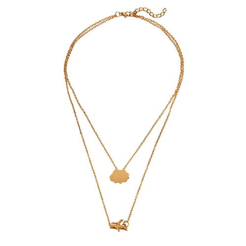 Collier En Alliage Double Couche Pour Femmes Et Filles, Ornement Simple D'ete
