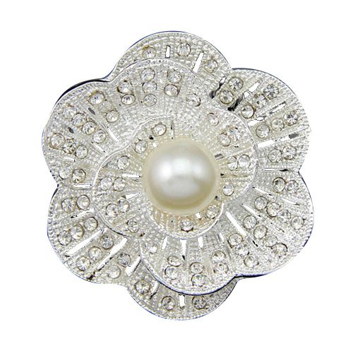 Broche En Alliage Delicat Et Tendance Avec Strass Et Fausses Perles, Accessoire Decoratif Pour Vetements