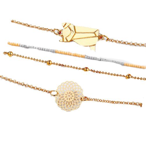 Lot De 4 Bracelets Pendentifs En Alliage Pour Femmes Et Filles, Bijoux De Fete, Cadeau