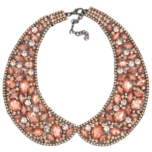 Collier Clavicule En Alliage Avec Strass Exageres Pour Femme (Rose)