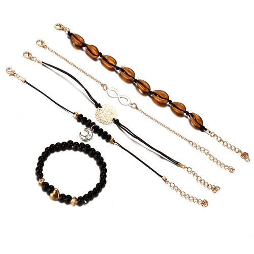 Lot De 5 Bracelets En Alliage Pour Femmes, Chaine, Pendentif, Decoration, Bijoux, Cadeau