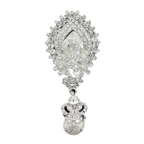 Broche Tendance En Forme De Goutte D'eau Et De Fleur En Strass, Accessoire De Decoration Pour Vetements, Echarpe, Boucle