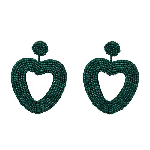 Boucles D'oreilles Retro En Forme De Cour Pour Femme, Pendantes Elegantes, Tendance, A Tige (Vertes)