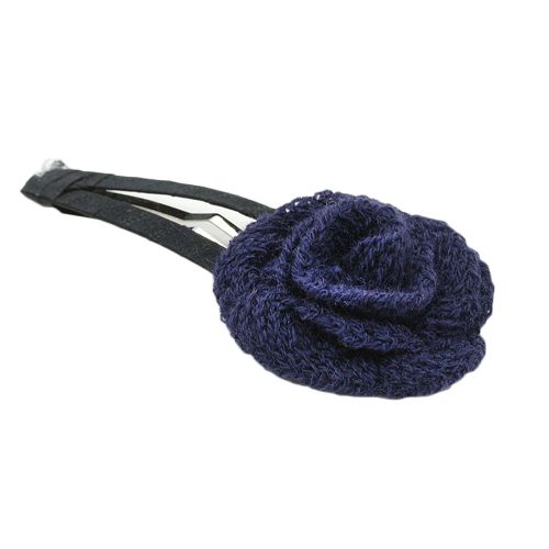 Barrette A Cheveux Elegante En Forme De Fleur Pour Femme Et Fille (Bleu Marine)