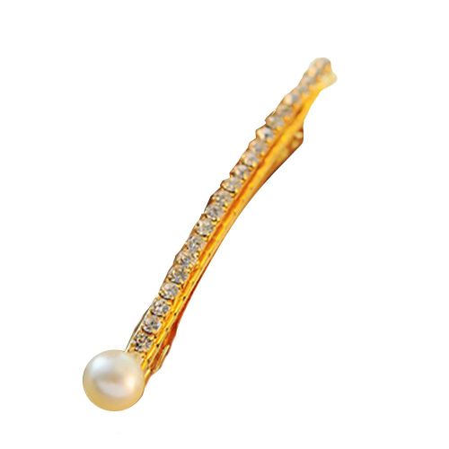Barrette Elegante En Strass Et Fausses Perles Pour Femme Et Fille (Doree)
