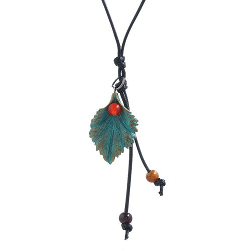 Collier Long Avec Pendentif Feuille De Style Vintage, Chaine De Pull, Bijoux Pour Femmes, Cadeau