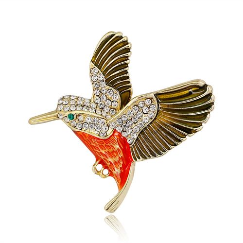 Broche Exquise En Alliage En Forme De Colibri Pour Femme Avec Strass