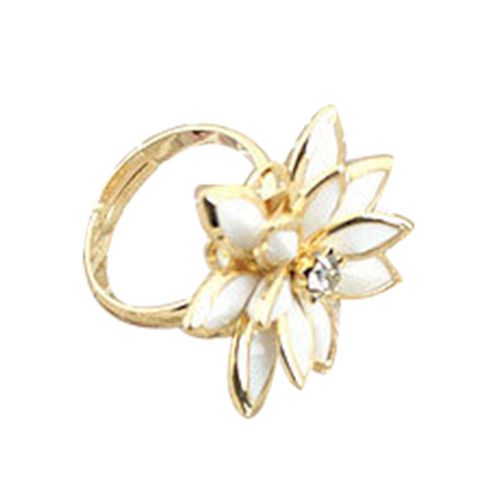 Bague Romantique En Or Massif Mat Avec Strass Camelia Pour Femme, Mariage, Fiancailles, Anniversaire