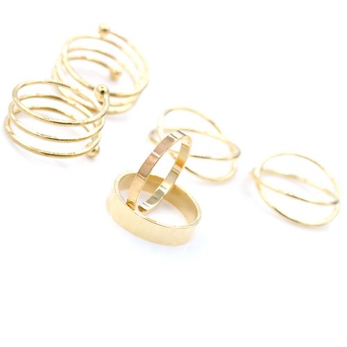 Ensemble De Bagues En Metal Personnalisees Pour Femmes Et Filles, Bijoux Pour Doigts Feminins (Or)