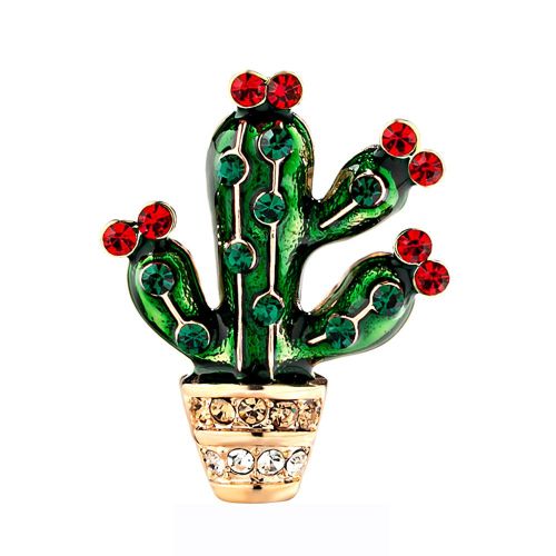 Broche Cactus En Alliage Tendance, Jolie Broche Plante Verte, Goutte D'huile, Bijoux Cadeau