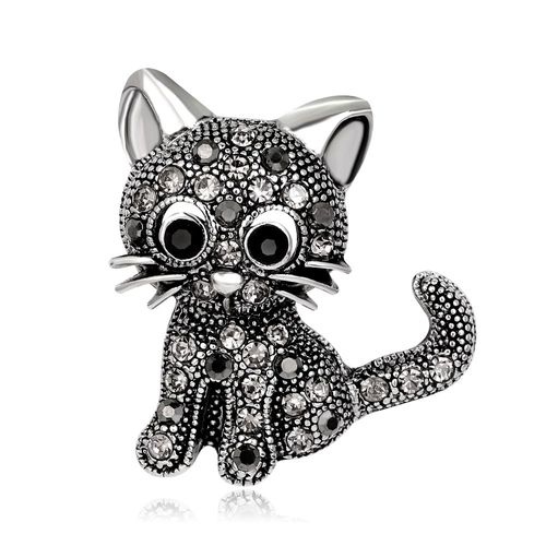 Broche En Alliage En Forme De Chat Pour Femme, Accessoire De Bijouterie, Cadeau (#A)