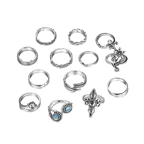 Lot De 13 Bagues Vintage En Alliage De Cristal En Forme De V, Style Ethnique, 7013