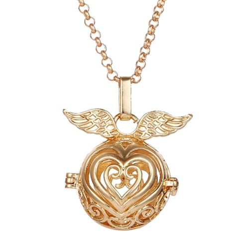 Collier Diffuseur D'huiles Essentielles En Forme De Cour Pour Femme, Accessoire Tendance (Dore)