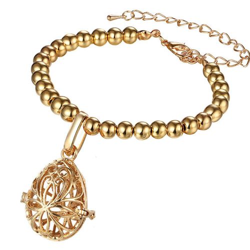 Bracelet De Perles Tendance Pour Femmes, Diffuseur De Parfum, D'huiles Essentielles, Pendentif, Bijoux, Cadeau (Or)