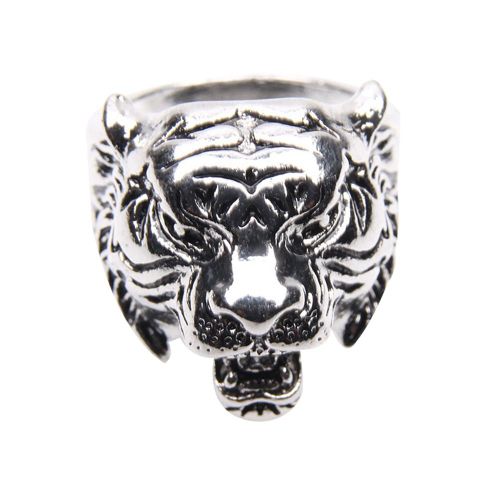 Bague En Alliage Pour Homme, Style Retro, Motif Tete De Leopard, Accessoire De Bijouterie (20 Mm)
