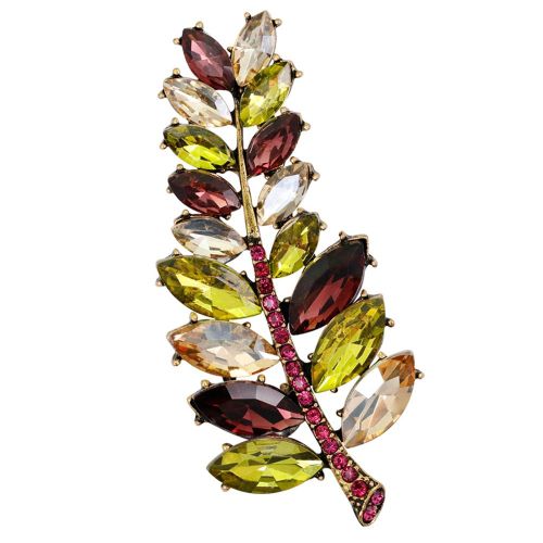 Broche En Alliage De Strass Pour Femme, Jolie Broche En Forme De Feuille, Accessoire De Bijouterie (01#)
