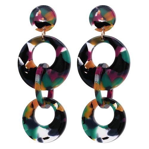 Boucles D'oreilles Pendantes En Resine Acrylique Pour Femmes, Bijoux Retro Simples Et Tendance, Accessoire Pour Filles (Couleur)