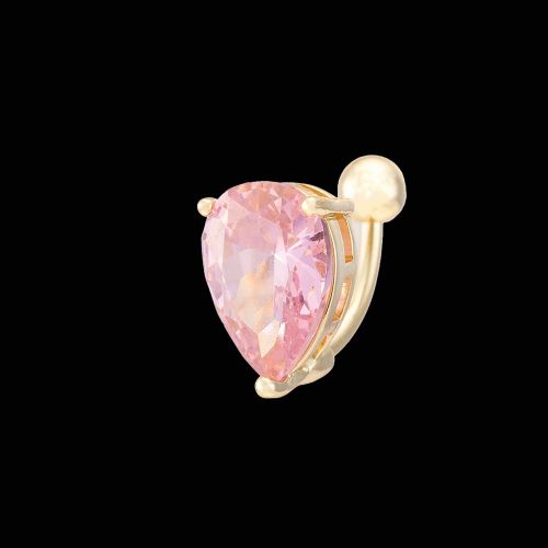 Piercing Pour Le Nombril En Forme De Goutte, Accessoire Tendance En Zircon Brillant (Rose)