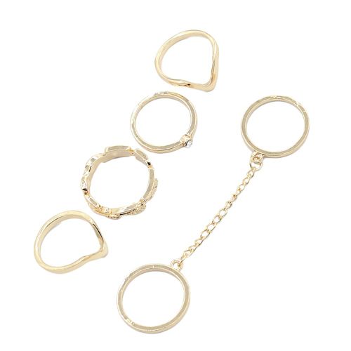 0867 Lot De 6 Bagues De Phalange Simples En Alliage De Strass Avec Feuilles Naturelles Et Personnalite Doree