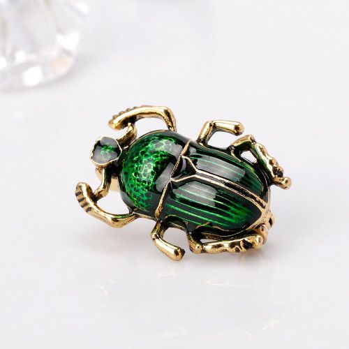 Broche Tendance En Forme De Scarabee Pour Femme Et Fille, Accessoire De Decoration (Vert)