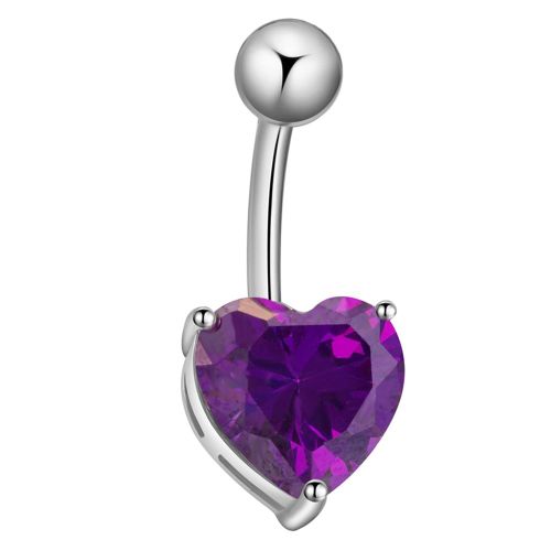 Piercing Pour Le Nombril En Alliage Avec Strass Brillants (Argente Et Violet)