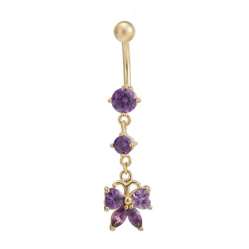 Bague De Nombril En Zircone Cubique Pour Femme (Verge Doree Violette)