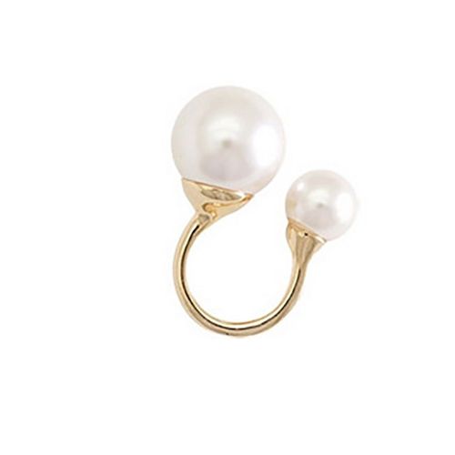 Bague Ouverte Reglable En Fausses Perles Pour Femme, Accessoire De Bijouterie Elegant En Alliage