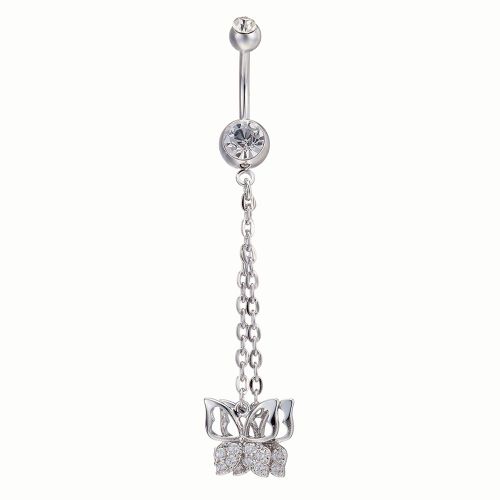 Piercing De Nombril A Pompons En Zircon Pour Femme Et Fille (Argent)