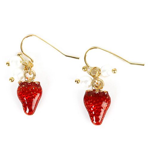 Boucles D'oreilles Pendantes Longues Et Tendance En Forme De Fraise Pour Femmes Et Filles
