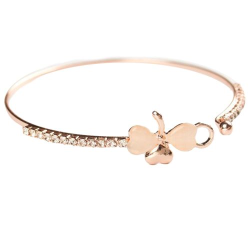 Bracelet Delicat En Strass Pour Femme Et Fille (Trefle En Or Rose)