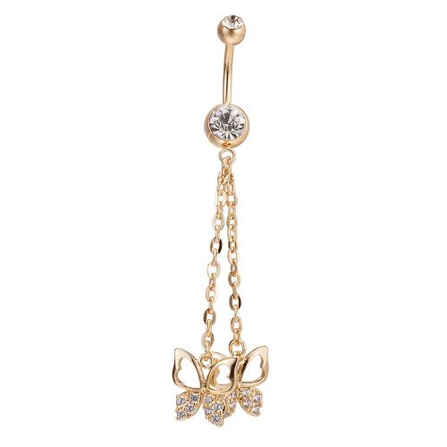 Piercing De Nombril A Pompons En Zircon Pour Femme Et Fille (Or)