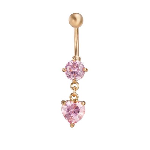 Piercing De Nombril En Acier Chirurgical Avec Strass Et Cour (Rose)