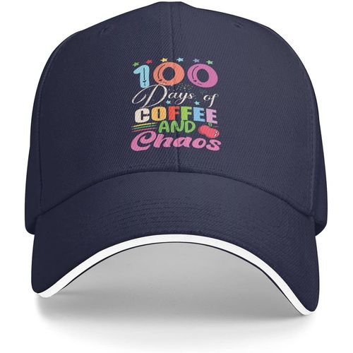 Chapeau De Retour À L'école 100 Jours De Café Et De Chaos, T-Shirt Design Vectoriel, Casquette De Baseball Pour Hommes, Casquettes Mignonnes